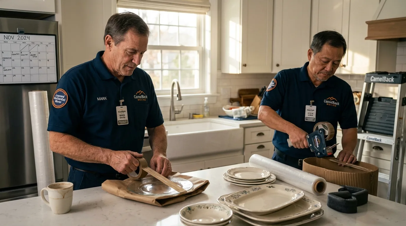 Professional crew packing kitchen dishware in Herculaneum, MO